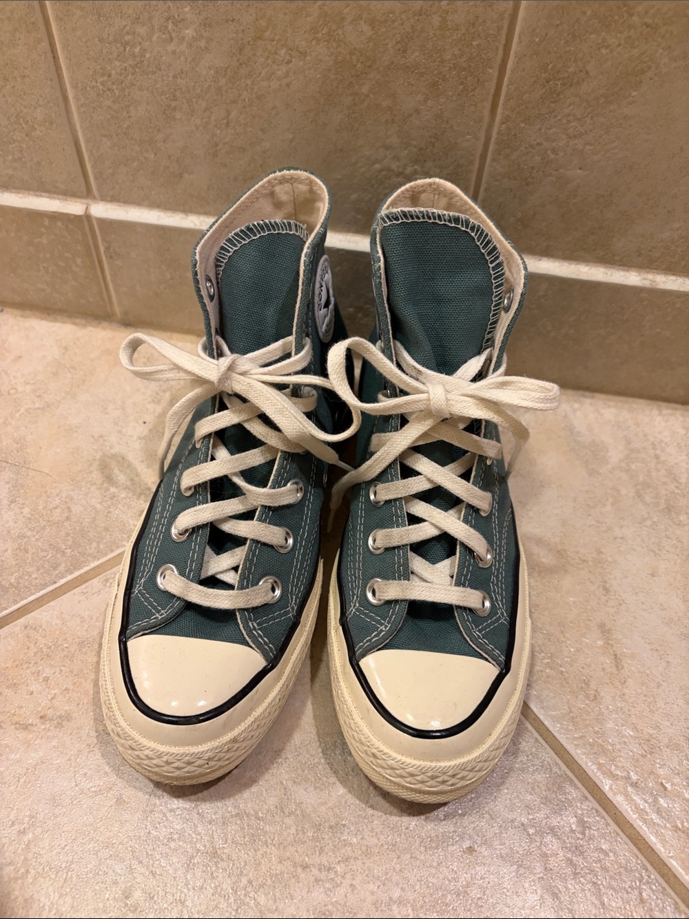 Converse High Top Sneakers in Teal/Off-White